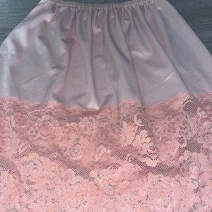Soft Pink Lace-Trim A-Line Skirt